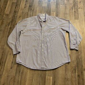 Woodward Pinpoint Oxford Regular Fit Striped Dress Shirt Men's Size 18.5